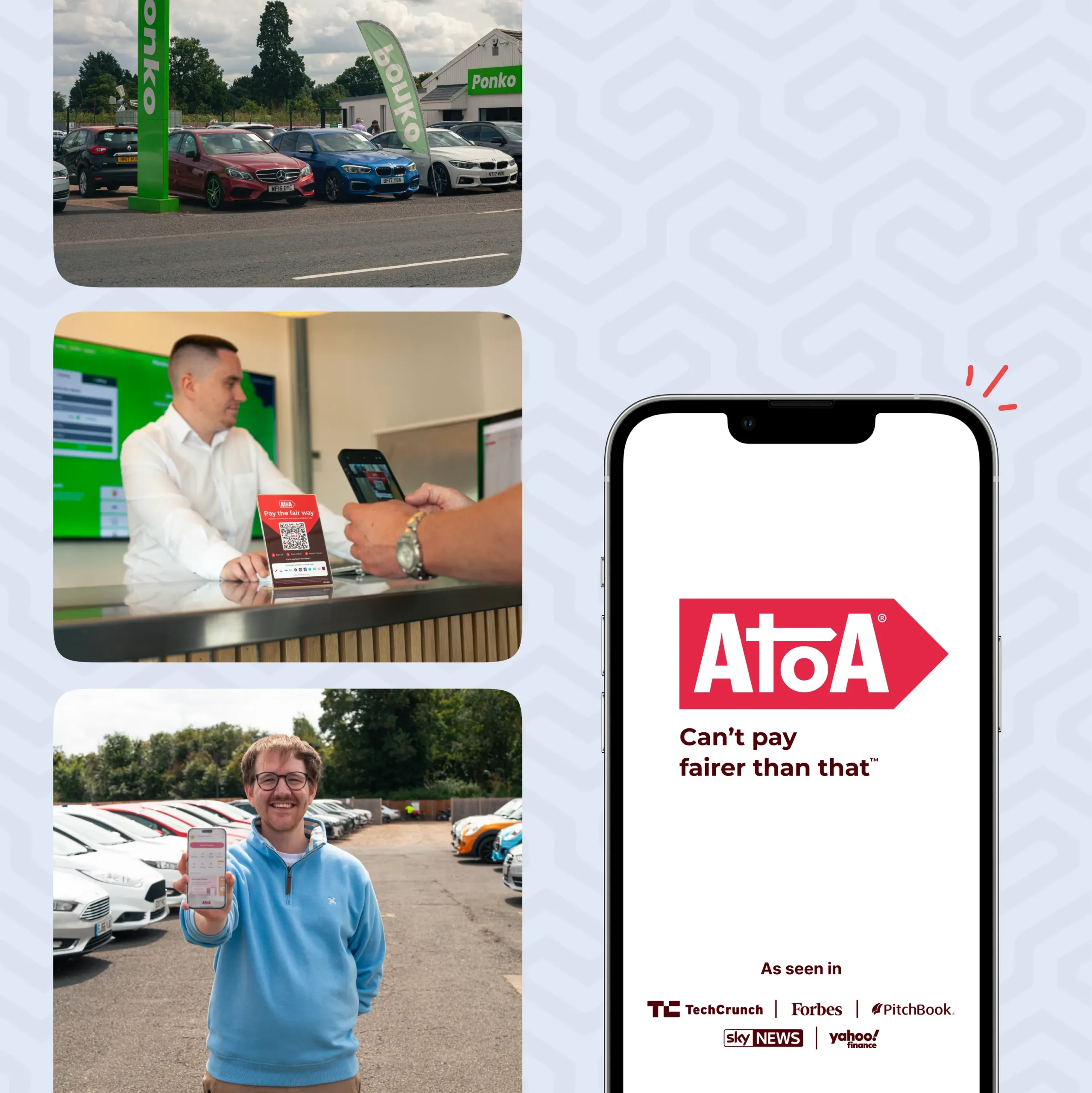 Atoa product images including smartphone app