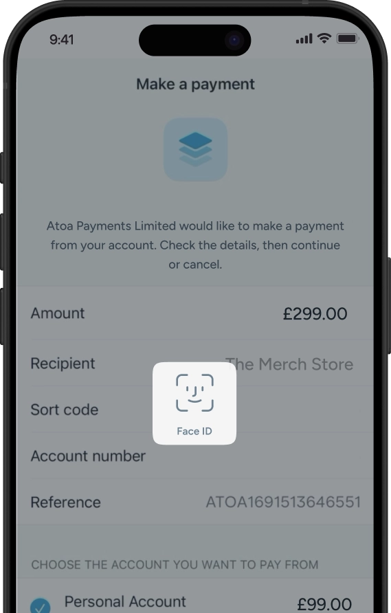 Customer approving Shopify payment in their banking app